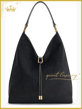 Faux Suede Hobo Shoulder Bag Gold Hardware Fits iPad